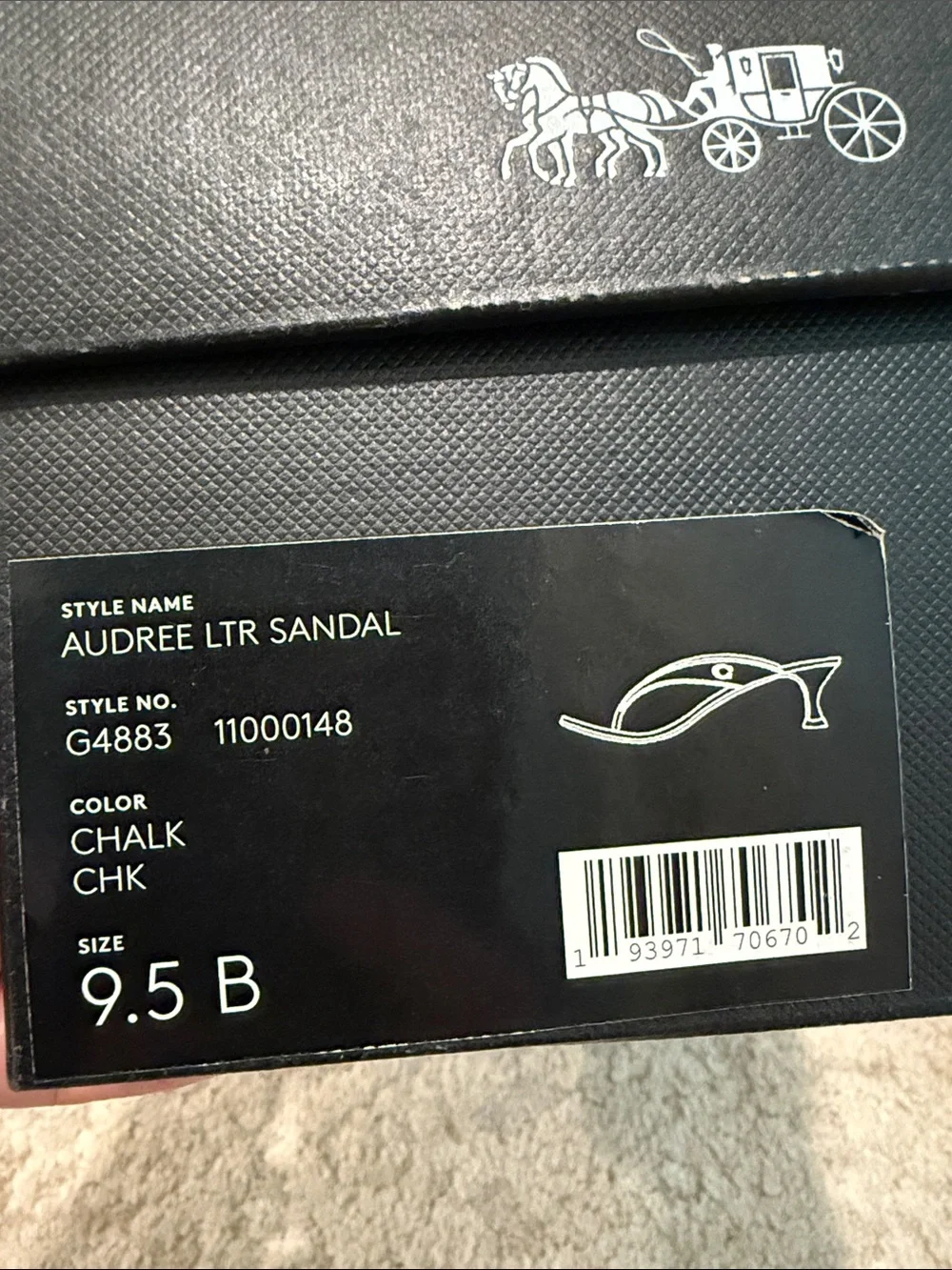 NIB COACH Audree LTR Sandal aside 9.5B Color is Chalk (CHK) Kitten Heel